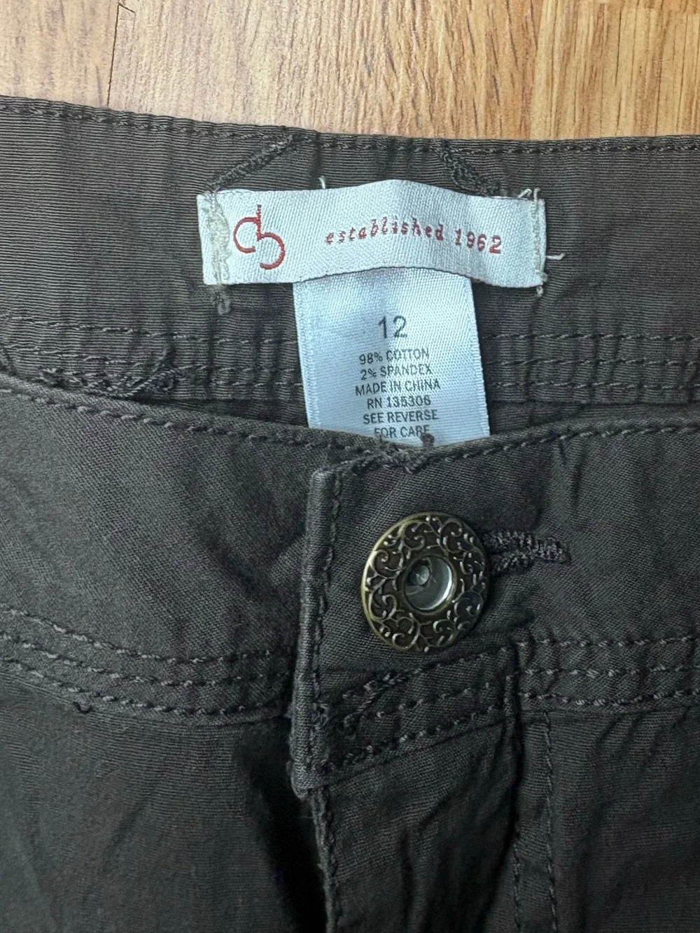 Dress barn Cargo Bermuda Shorts with Side Ties Dark Brown